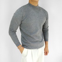 로니제이 기본 무지 반폴라 니트