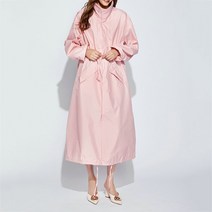 에버유어스 여성 방수 방풍 레인코트 러닝 야외 패션 롱 우의 골프비옷 연 핑크, L