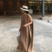 Makone 린넨원피스 모델핏 한편식 선드레스 여성여름옷 아사면