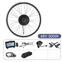 36v48v 500w 1000w 1500w 전기 자전거 모터 휠 전면 후면 20인치 26인치 강력한 전원 bldc 허브 모터 ebike 변환 키트, 48v 500w, 뒤쪽, 28인치 29인치 700c