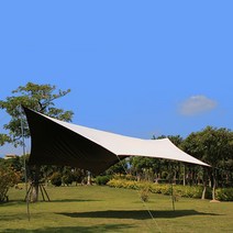 여름 캠핑 블랙코팅 자외선차단 6x5m 대형 헥사타프, 화이트n브라운-6x5m