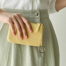 옴니아 밀키 미니 악어 심플 키링 소가죽 여성 미니지갑 지갑선물