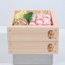 소형 편백나무찜기 1-2인용 2단+물솥, 1개, 20x20cm