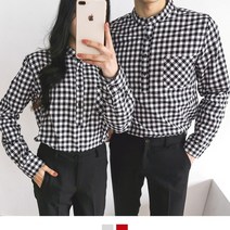 넘버나인 커플시밀러 헨리넥 체크 셔츠