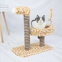 나무위의고양이 캣타워 스크레처 캣워커 선반 기린 모양 동물 등반 프레임 play tower cat tree house with scratching post board, 2