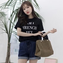 지기젠 여성 허리밴딩 롤업 데님 3부 반바지 숏팬츠