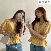 신자언니 허리 포인트 파스텔 여성블라우스 여성오피스룩 여성 셔츠블라우스