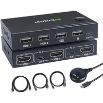 AIMOS HDMI KVM 스위치 HUD 4K 2 포트 박스 키보드 마우스.. 정품보장
