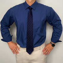 포시즌셔츠 메노모소 네이비 구김적은 고급TR 일자핏 와이셔츠 정장 드레스셔츠 오피스룩 FS-1018