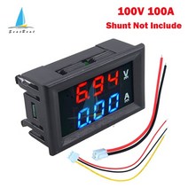 0.563939 0-100v 10a 50a 100a led 디지털 전압계 전류계 자동차 motocycle 전압 전류 측정기 볼트 감지기 테스터 모니터 패널, 빨강 파랑 100a