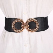 와이드 탄성 허리 벨트 숙녀 레트로 패션 신축 스트레치 세련된 PU 가죽 드레스 허리띠 여성을위한