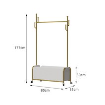 스테인리스 행거 빈티지 이동식 행거 수납 옷걸이, (80) 화이트 레더포켓 + 나노골드로드