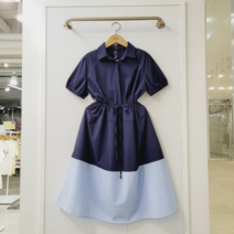 무자크 더센트럴 무자크 카라 허리스트링 배색원피스 MM6WOP01