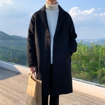 가 겨울 남성 모직 코트 하프사이즈 남성 루즈핏