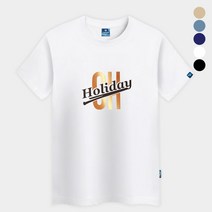 [진마니아] 홀리데이 라운드 반팔티 남녀공용 빅사이즈 S~4XL 박스티 면티 커플티 단체티