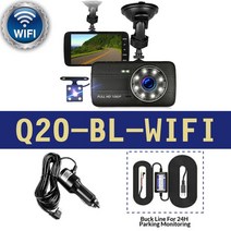 룸미러블랙박스 후방 카메라 자동차 DVR 대시캠 4인치 IPS FHD 1080P 8 Led 조명 듀얼 후면 비디오 레코더, 04 Q20-BL-와이파이_02 16G