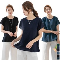 아이픽 여성 인견 솔리드 무지 반팔 가오리 브라우스