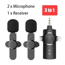 강의용무선마이크 무선기가폰 강의용마이크 3 in 1 lavalier 무선 마이크 무선, 듀얼 마이크