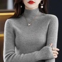 자칠 가을 겨울 울 스웨터 여성 니트 반폴라 루즈핏 이너 풀오버 니트