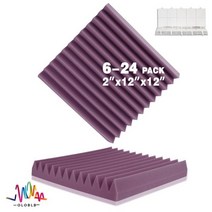 호환 차음 판 차량 방음 재 방 문 소음 차단 흡음 스튜디오 시트 Ktv 룸 어쿠스틱 하우스 절연 도어 벽 패널 흡수 폼 그레이 6/12/24 Pcs, 6 Pcs With Tapes, Purple, High Density