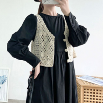2칼라 뜨개 미니 볼레로 조끼 MA8090