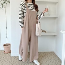 여자 큐롯팬츠 와이드 민소매 옆트임 스판 점프수트