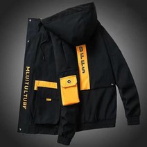 남성 캐주얼 재킷 하라주쿠 카고 루즈 프린트 후드 코트 스트리트웨어 아우터 윈드 브레이커 가을 겨울 2022