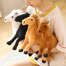 흑마 백마 갈색마 귀여운 경마 우마무스메 말인형 조랑말 봉제인형 선물 26cm, 32x26cm, 하얀색