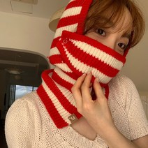 후암마켓 니트바라클라바 모자목도리 허니비 후드워머