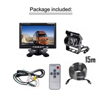 어라운드뷰 후방 사이드 카메라 4Pin IR 나이트 역전 백업 시스템 12V 24V 7 quotLCD 모니터 자동차 후면, 06 블랙 cam 15m Set