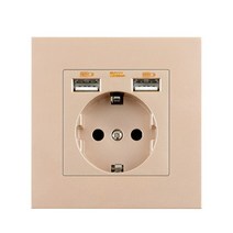 디자인 멀티탭 벽 듀얼 usb 전원 소켓 2.1a usb와 전기 소켓 벽 플러그 16a 220v 콘센트 eu 표준 소켓, 골드 소켓 USB, 유럽 ​​연합