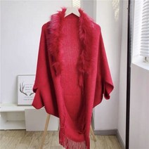 모피 칼라 겨울 Shawls 및 랩 보헤미안 프린지 대형 여성 판초와 케이프 Batwing 슬리브 가디건