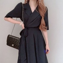 [레티고] 여름 캐주얼 레이어드 반팔 정장 원피스