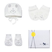 블루독베이비 티거포인트모자 손발싸개선물SET WH