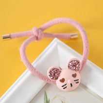하트눈 쥐 머리끈 핑크 머리띠 헤어고무줄 큐빅