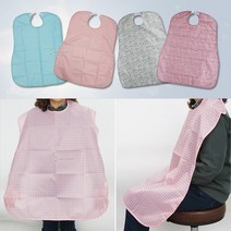 에이프런 환자용 앞치마 식사용에이프런 간병용품 방수커버 환자용턱받이 식사턱받이 어르신식사턱받이, 매화핑크, 1개