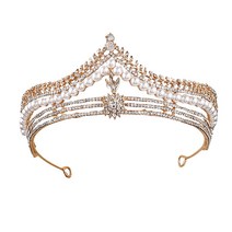 왕관 머리 장식 신부 대기주 웨딩드레스 왕관 진주 생일 백사 머리관 결혼식 열여덟 살 여자