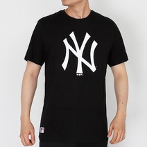 뉴에라 MLB 반팔티 화이트 빅로고 뉴욕 양키스 블랙 반팔 티셔츠
