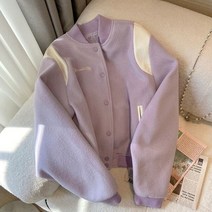 스타디움 바시티 자켓 야구 재킷 빈티지 대형 버튼 재킷 보라색 부드러운 세련된 의류