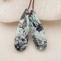 비즈공예 원석 준보석 천연 녹색 청록색 패션 귀걸이 구슬 액세서리 여성 32x10x5mm 4g, 한개옵션0