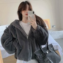 [유니즈] 토끼 털 뽀글 포켓 후드 집업 + 레모나산 1p