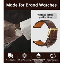 베지터블 가죽 원단 MAIKES 베지터블 갈색 가죽 워치 밴드 퀵 릴리스 이탈리아 22mm 소가죽 화웨이, 14 Coffee G_06 18mm