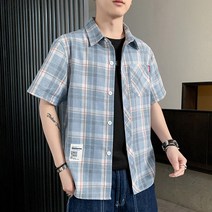 반팔 체크 셔츠 남자 여름 얇은
