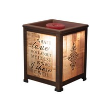 Elanze Designs Love Most About House Share It 구리 톤 금속 전기 왁스 타르트 & 오일 유리 랜턴 워머