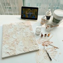 백드롭페인팅 아크릴화 DIY유화그리기세트 집순이취미 캔버스페인팅 엄마표미술 집들이선물 모델링 젤스톤, 베이지핑크4호