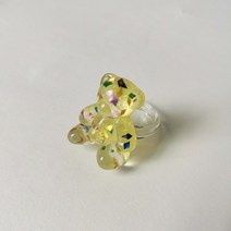 글루링 접착제링 Losr 레이디 2021 여성용 반지 투명 아크릴 무성 귀여운 곰 파티 여행 쥬얼리 틈새, 04 yellow