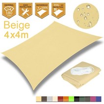 정원 태양 보호소 방수 회색 사각형 사각형 그늘 돛 테라스 캐노피 수영 태양 그늘 캠핑 하이킹 마당 돛 천막, B-Beige 4x4m