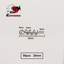 esfishing 50pcs 낚시 후크 커넥터 소프트 미끼 스프링 센터링 핀 고정 래치 바늘 스프링 트위스트 크랭크 잠금 소프트 루어, 25mm