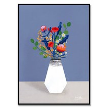 Lagom 김유라 작가 찔레꽃 프로테아 페퍼베리 꽃 그림 풍수 인테리어 액자, 샴페인 골드 알루미늄 프레임