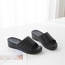 올팜 주름밴딩 중굽 블랙 여성 사무실 이중쿠션 슬리퍼 4cm 국내생산 2컬러